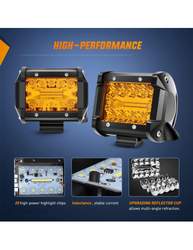 Nilight Pods LED 4" Ámbar 60W Combo Luz Niebla y Spot