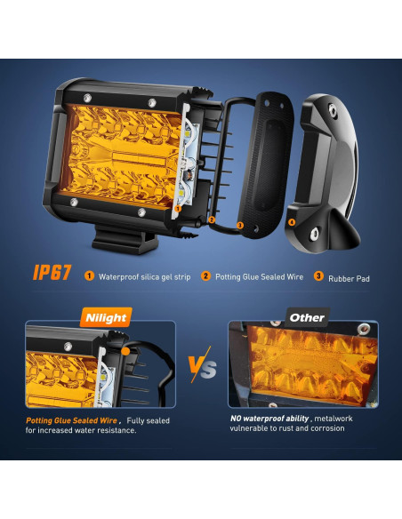 Nilight Pods LED 4" Ámbar 60W Combo Luz Niebla y Spot