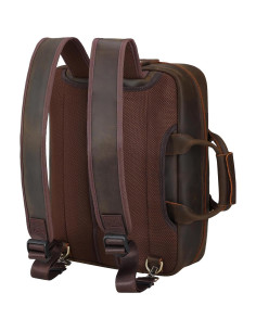 Mochila de Cuero TIDING 15.6" para Laptop - Marrón Oscuro 2