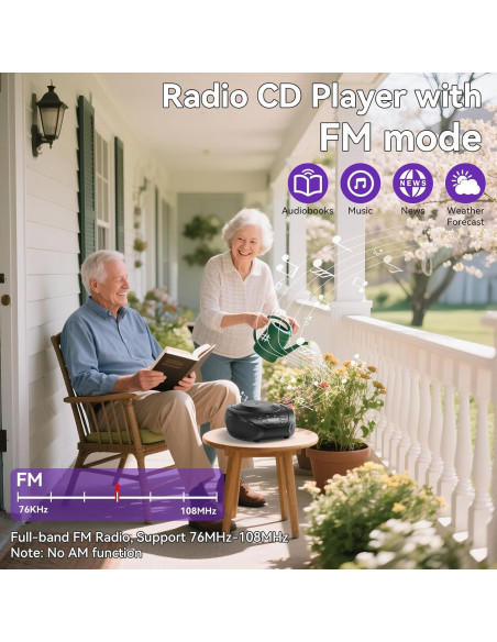 Reproductor de CD Portátil Gueray B-03 con Radio FM y AUX