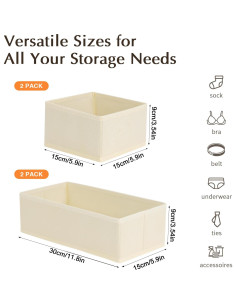 DIMJ Organizadores de Cajones Plegables Beige Set de 4 2