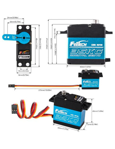 Servo Digital FEETECH 180 35Kg para Coches RC 1/10 1/8