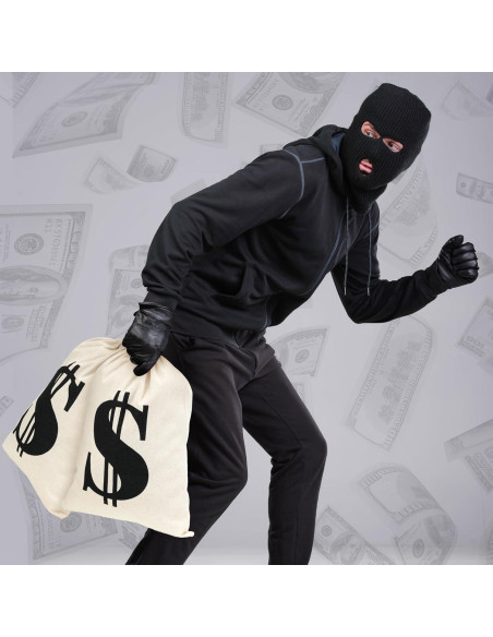 6 Bolsas de Dinero de Lona con Cierre de Cuerda 30x40cm Blancas