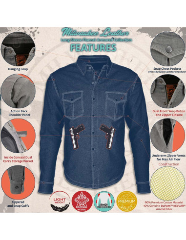 Camisa de Motociclista de Franela Negra Milwaukee MPM1620 Mediana