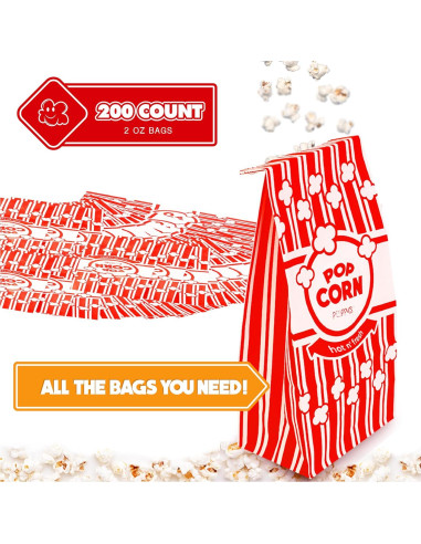 Bolsas de Palomitas de Papel Poppy 2 oz - Paquete de 200