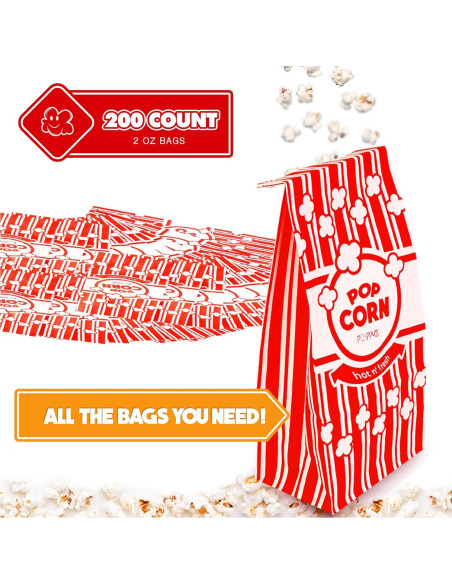 Bolsas de Palomitas de Papel Poppy 2 oz - Paquete de 200