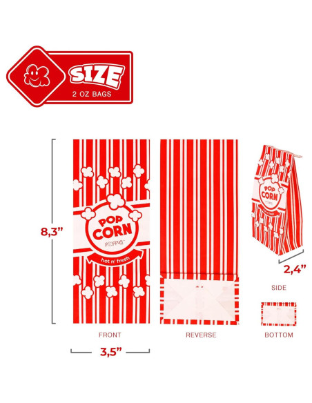 Bolsas de Palomitas de Papel Poppy 2 oz - Paquete de 200