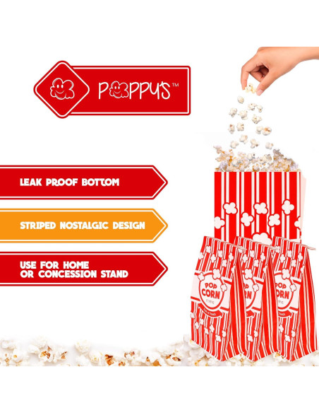Bolsas de Palomitas de Papel Poppy 2 oz - Paquete de 200