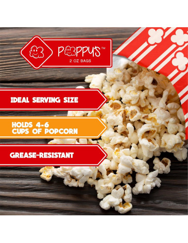 Bolsas de Palomitas de Papel Poppy 2 oz - Paquete de 200