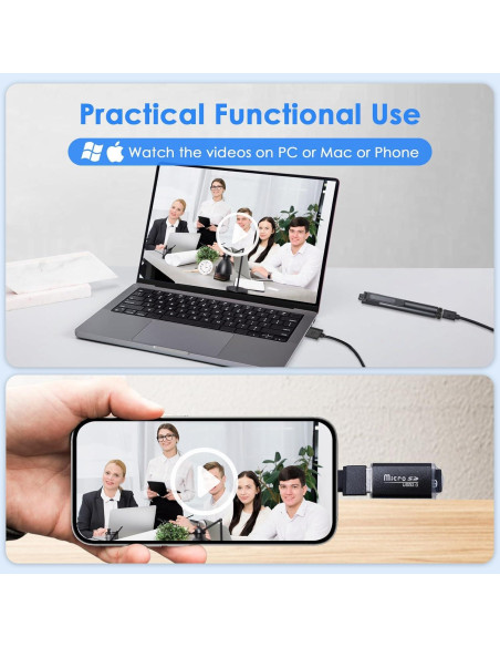 Cámara Pluma 2.7K TMKLOE con Tarjeta SD 64GB - Negro Brillante