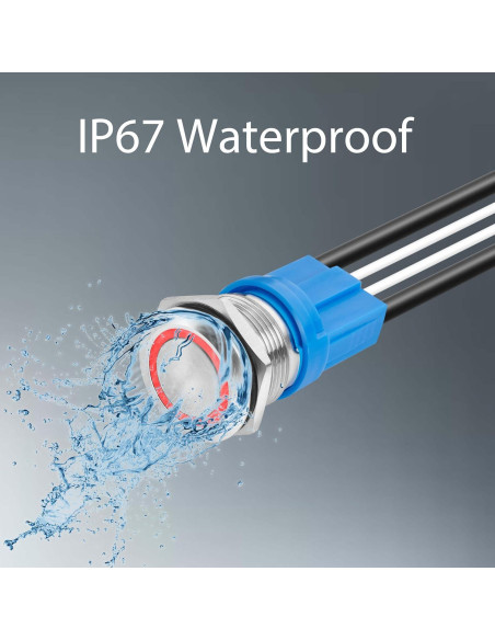 Interruptor pulsador retención LED 16mm Rojo IP67 20A 5-24V