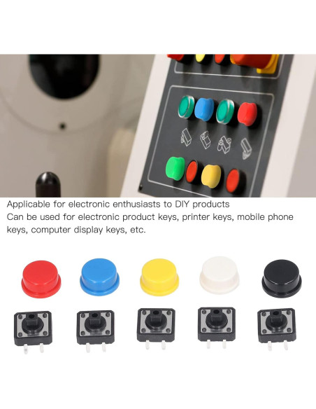 Juego de 25 Interruptores Táctiles Redondos WALFRONT 12x12mm Multicolor