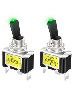 Interruptor de Palanca Iluminado DaierTek 12V Verde 30A - 2 Piezas