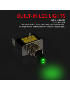 Interruptor de Palanca Iluminado DaierTek 12V Verde 30A - 2 Piezas 2