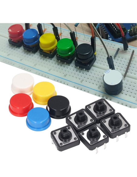 Juego de 25 Interruptores Táctiles Redondos WALFRONT 12x12mm Multicolor