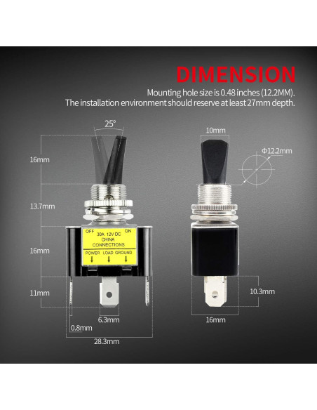 Interruptor de Palanca Iluminado DaierTek 12V Verde 30A - 2 Piezas