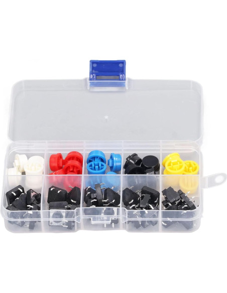 Juego de 25 Interruptores Táctiles Redondos WALFRONT 12x12mm Multicolor