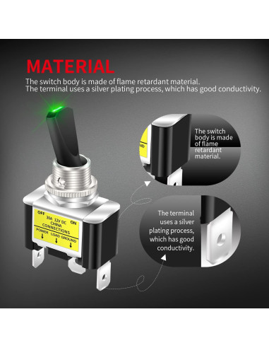 Interruptor de Palanca Iluminado DaierTek 12V Verde 30A - 2 Piezas