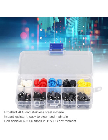 Juego de 25 Interruptores Táctiles Redondos WALFRONT 12x12mm Multicolor