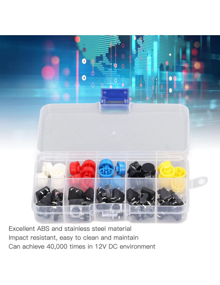 Juego de 25 Interruptores Táctiles Redondos WALFRONT 12x12mm Multicolor