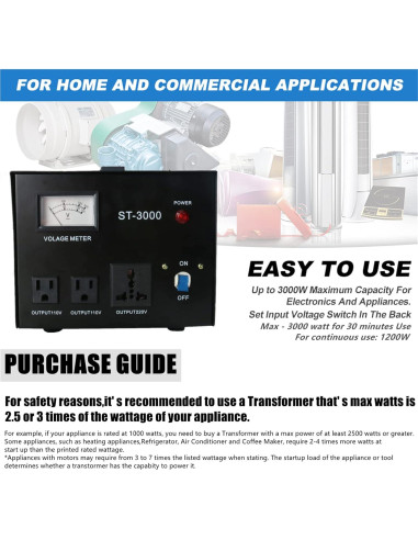 Convertidor Regulador de Voltaje YaeCCC ST-3000 110V/220V