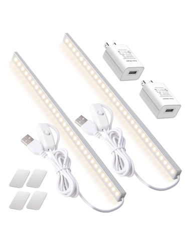 2 Pack Luz LED Bajo Gabinete DWEPTU con Enchufe AC 30.5 cm