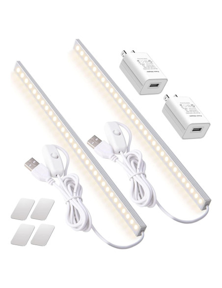 2 Pack Luz LED Bajo Gabinete DWEPTU con Enchufe AC 30.5 cm