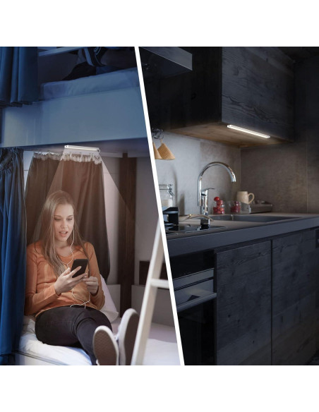 2 Pack Luz LED Bajo Gabinete DWEPTU con Enchufe AC 30.5 cm