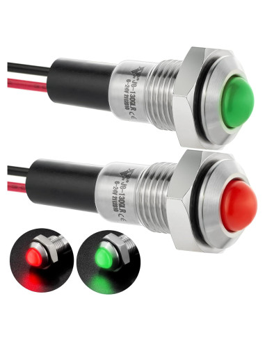 Luz Indicadora LED 8mm ZGSZJHF Acero Inoxidable 12-24V IP67