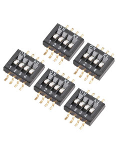 Interruptor DIP 4 Posiciones uxcell 5 Pcs Montaje Superficie