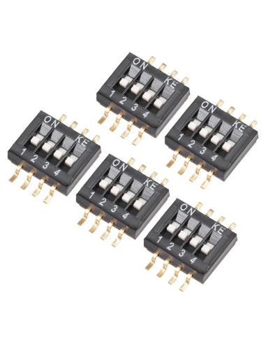 Interruptor DIP 4 Posiciones uxcell 5 Pcs Montaje Superficie