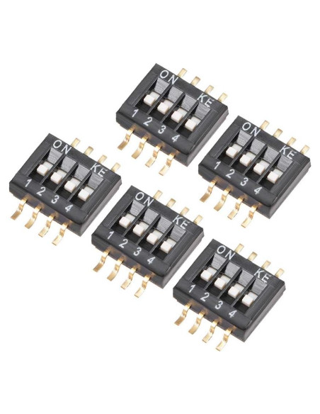 Interruptor DIP 4 Posiciones uxcell 5 Pcs Montaje Superficie