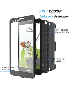 Funda Protectora Njjex para LG Stylo 2/2V/Plus con Clip y Soporte 2