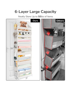 Organizador Colgante ULG sobre Puerta 6 Bolsillos Beige 22.68kg 2