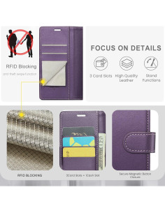 Funda billetera FLIPALM para Samsung Galaxy A36 5G - Púrpura 2