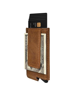 Cartera de Aluminio Bloqueadora RFID Dinghao Marrón Texas