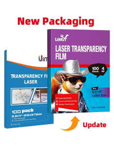 Película de Transparencia Láser Uinkit 100 Hojas A4 21.6x27.9 cm 2