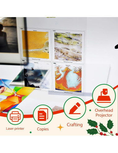 Película de Transparencia Láser Uinkit 100 Hojas A4 21.6x27.9 cm