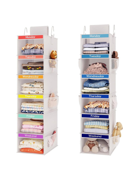 Organizador de Armario Colgante Fixwal 6 Estantes Niños Blanco