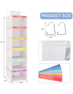 Organizador de Armario Colgante Fixwal 6 Estantes Niños Blanco 2