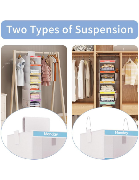 Organizador de Armario Colgante Fixwal 6 Estantes Niños Blanco