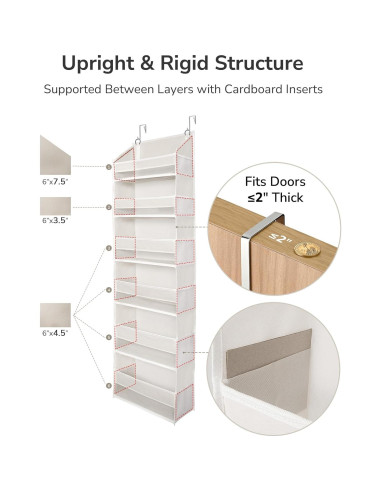 Organizador Colgante ULG sobre Puerta 6 Bolsillos Beige 22.68kg
