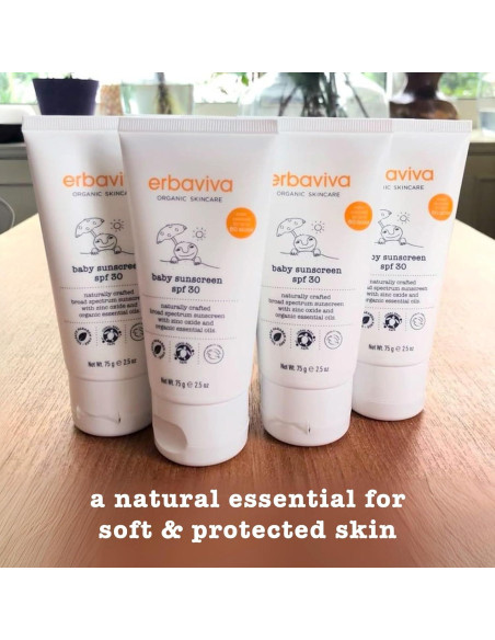 Protector Solar Orgánico para Bebés Erbaviva 75 ml - UVA/UVB, Resistente al Agua