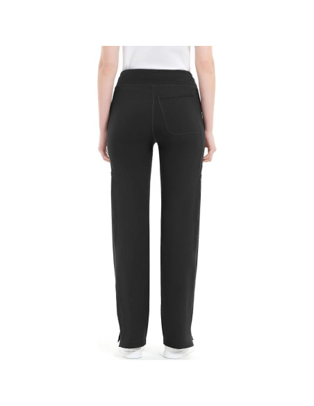 Pantalones de Scrub de Yoga QBK para Mujeres - Cintura Media, Negro, X-Pequeño