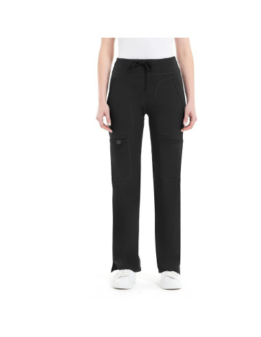 Pantalones de Scrub de Yoga QBK para Mujeres - Cintura Media, Negro, X-Pequeño