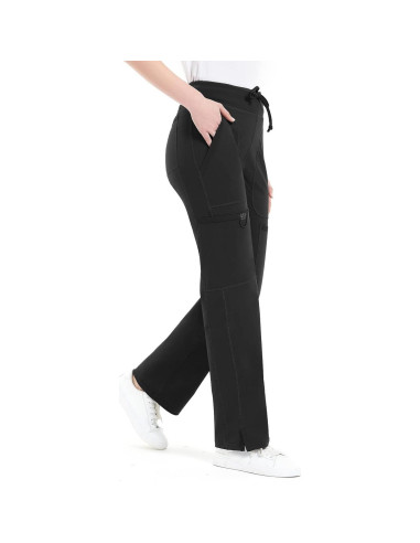 Pantalones de Scrub de Yoga QBK para Mujeres - Cintura Media, Negro, X-Pequeño