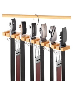 Soporte Organizador de Cinturones Cuipingoo 2-en-1 Madera Natural