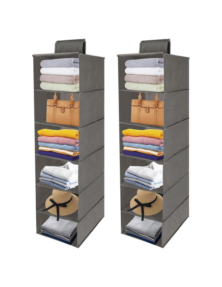 Organizadores de Closet Colgantes SzGnays 2 Piezas Gris Claro Organizadores de Closet Colgantes SzGnays 2 Piezas Gris Claro