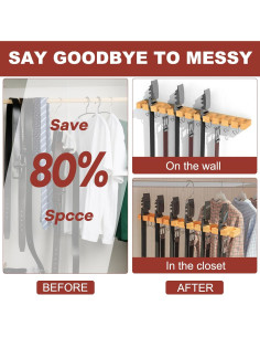 Soporte Organizador de Cinturones Cuipingoo 2-en-1 Madera Natural 2