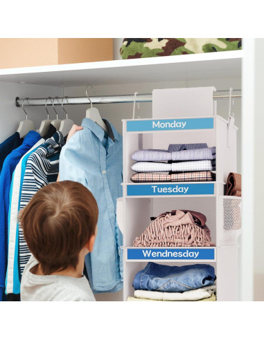 Organizador de Armario Colgante Fixwal 6 Estantes Niños Blanco